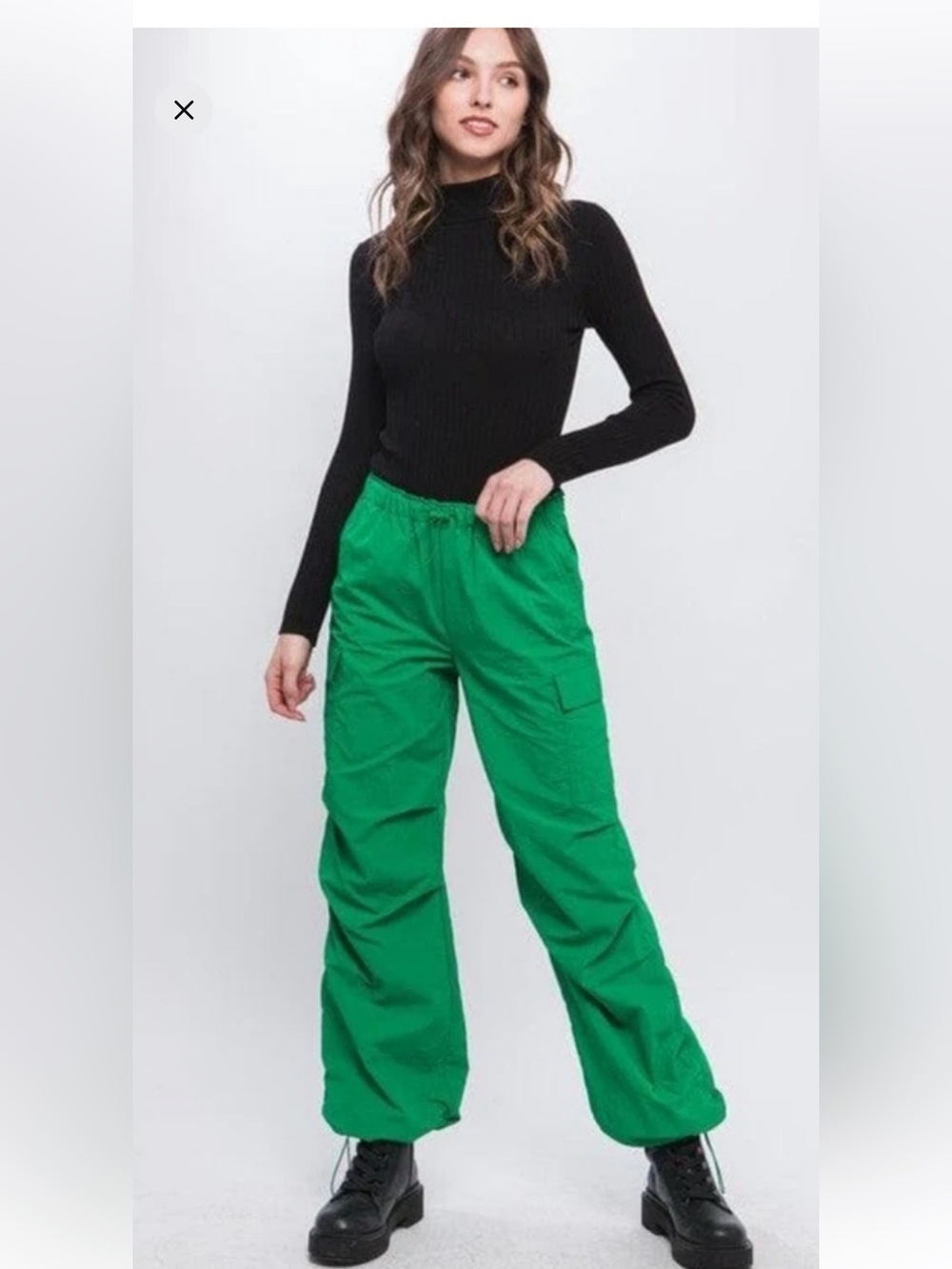 Love Tree Kelly Green Elastic Waist Pants